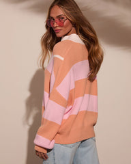 Sleek Stride Striped Quarter Zip Sweater