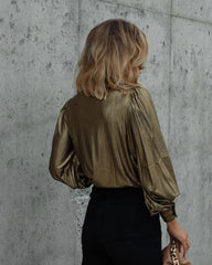 Raquel Metallic Button Down Top