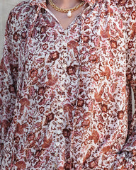 Sahara Printed Ruffle Long Sleeve Top