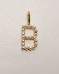 Pearl Letter 14k Plated Charm