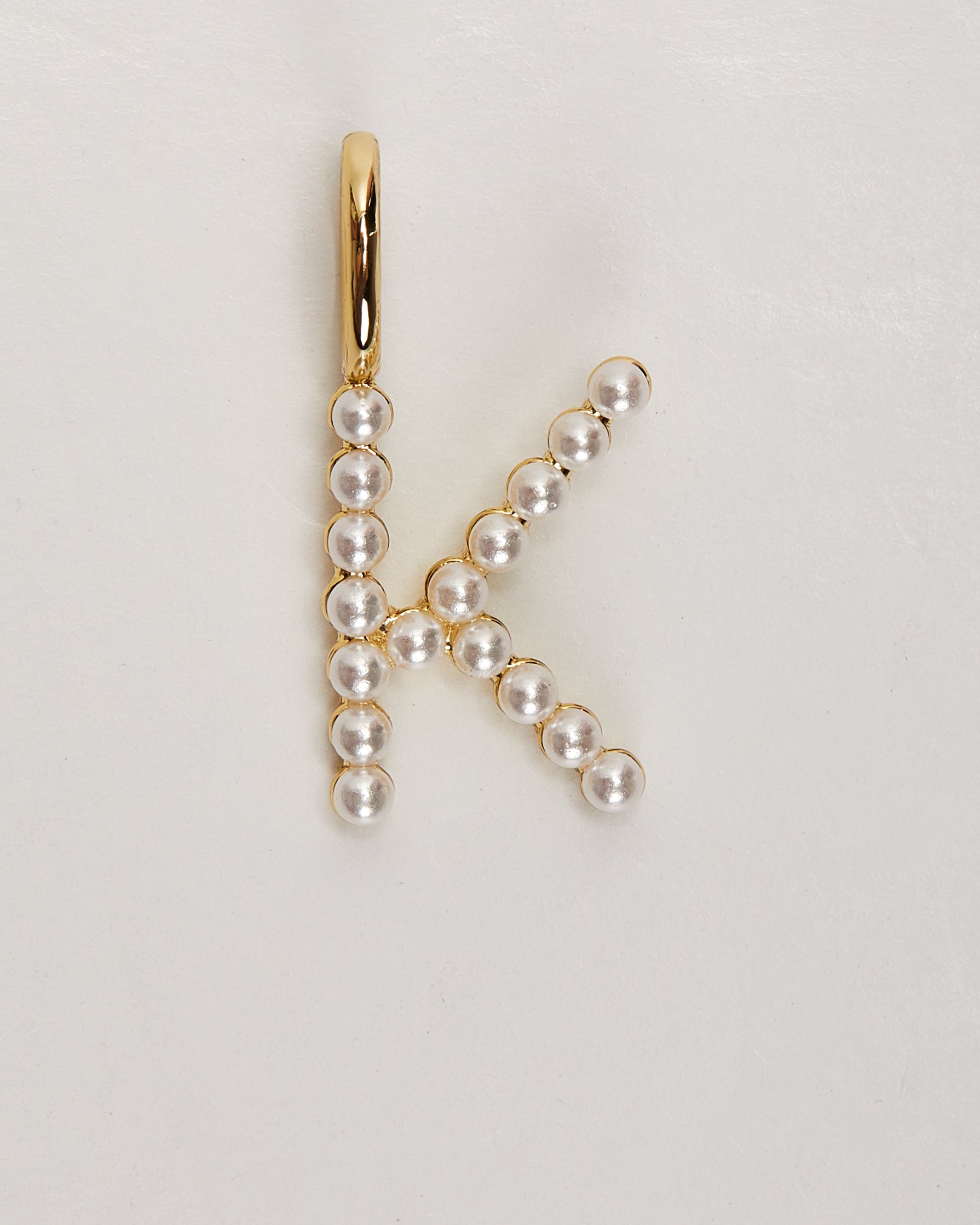 Pearl Letter 14k Plated Charm