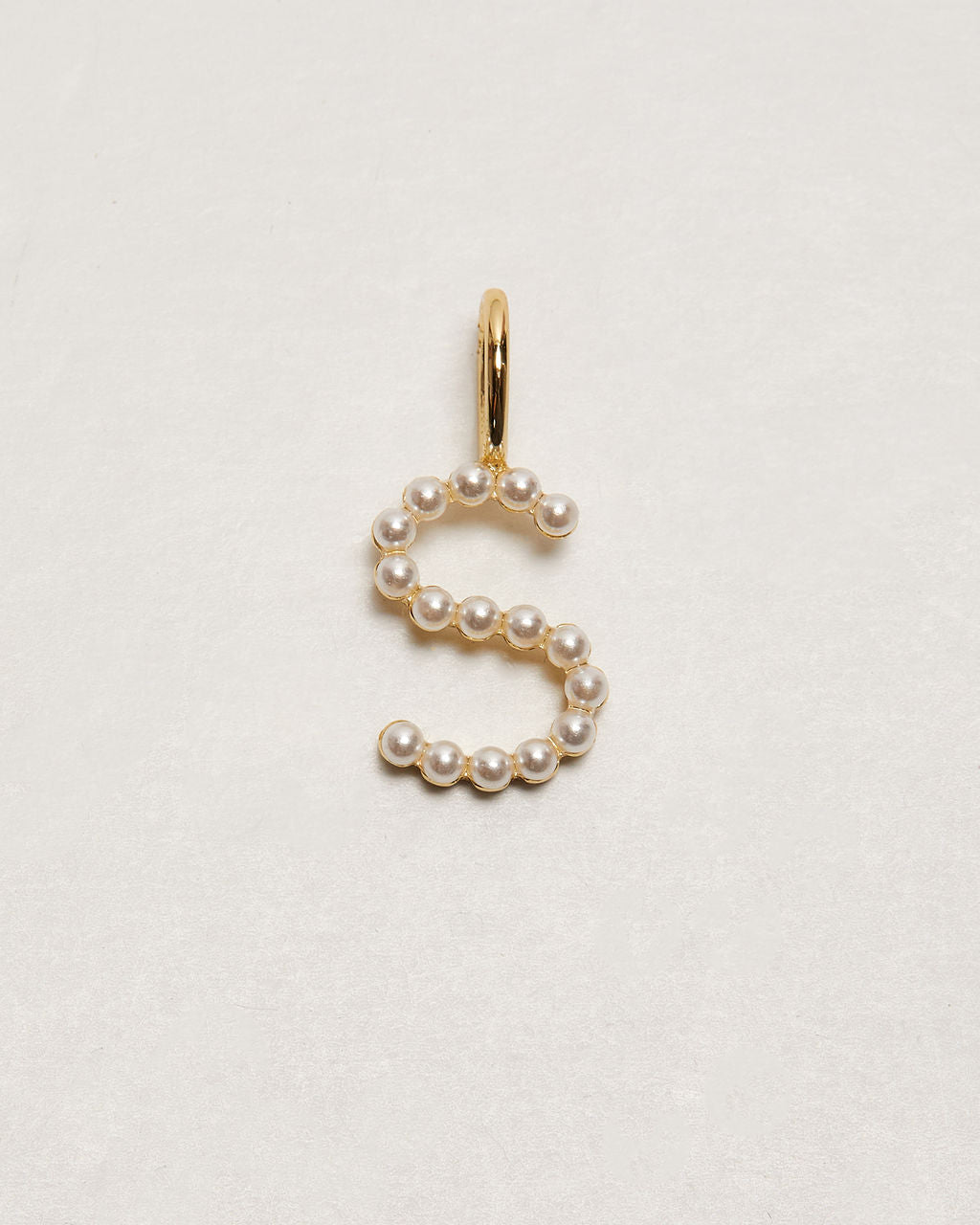 Pearl Letter 14k Plated Charm