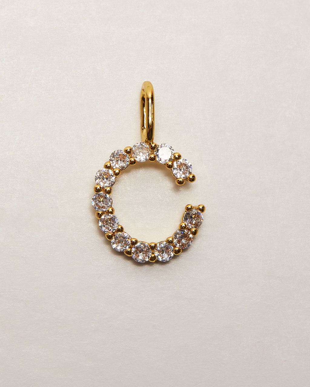 Initial Letter 14k Plated Rhinestone Charm