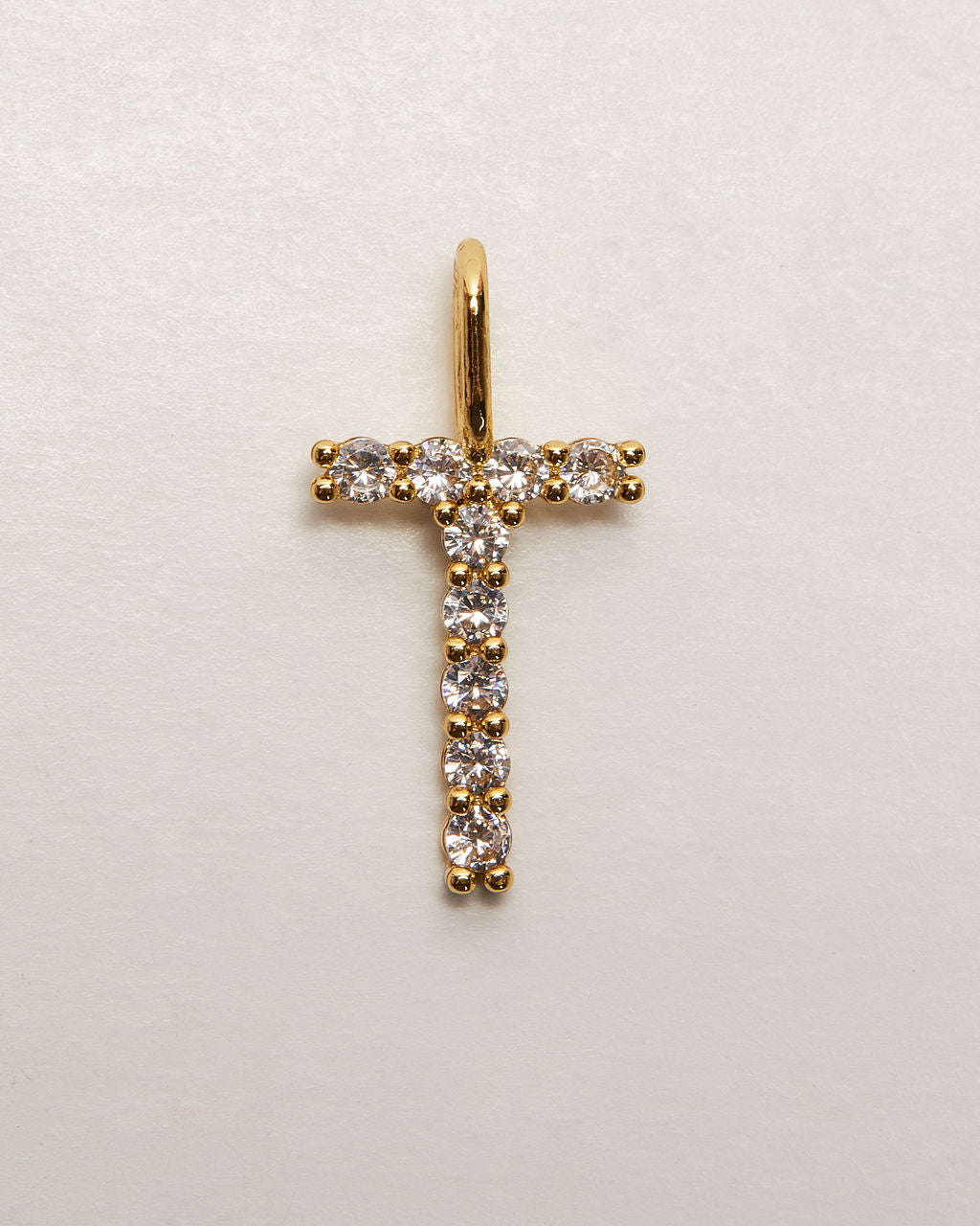 Initial Letter 14k Plated Rhinestone Charm