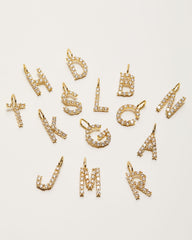 Initial Letter 14k Plated Rhinestone Charm