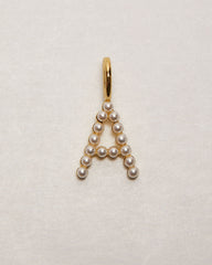 Pearl Letter 14k Plated Charm