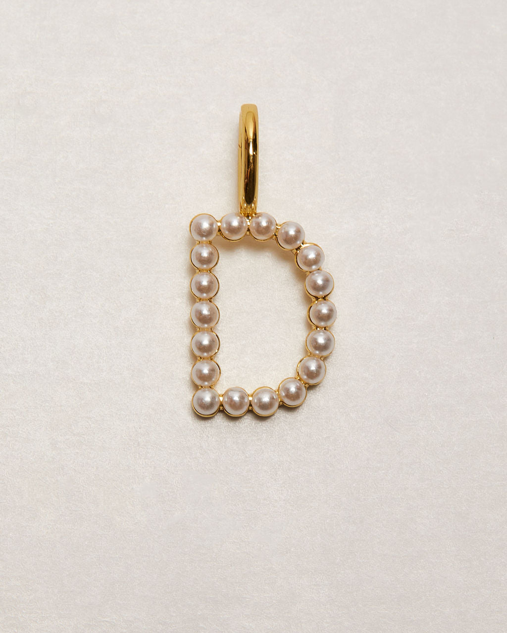 Pearl Letter 14k Plated Charm