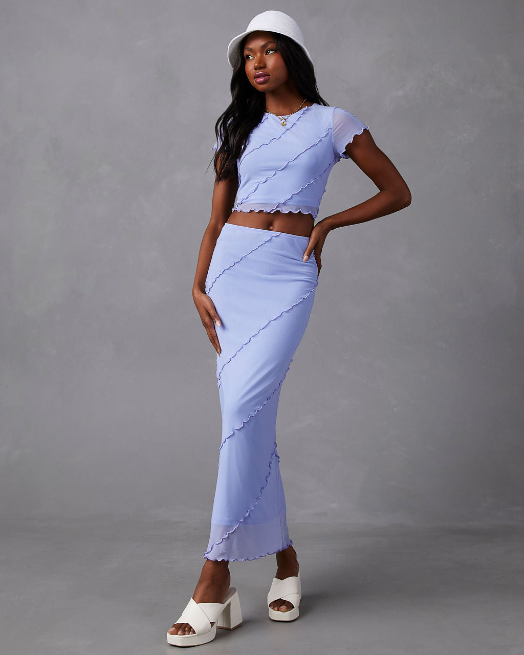 Markella Lettuce Trim Midi Skirt