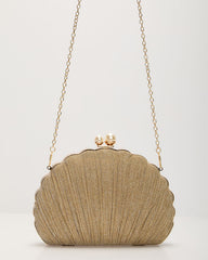 Remmi Textured Metallic Shell Clutch