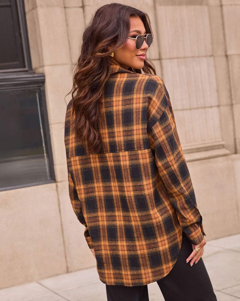 Petaluma Cotton Blend Plaid Button Down Top