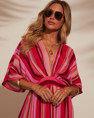 Kadie Striped Kimono Sleeve Maxi Dress