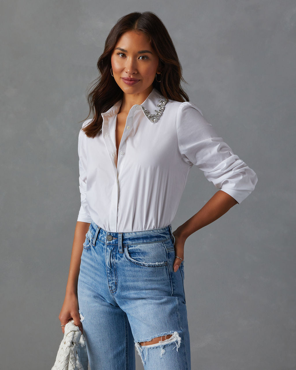 Naya Embellished Collared Button Down