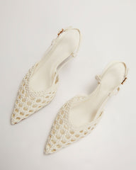 Mira Woven Pointed Toe Slingback Pumps