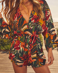 Palm Canyon Satin Tie Waist Romper
