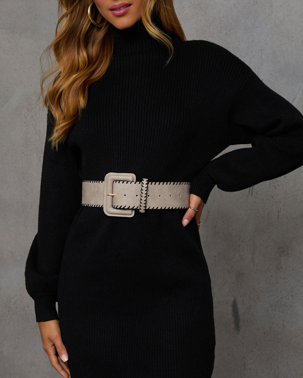 Merrick Stitched Wide Leather Belt
