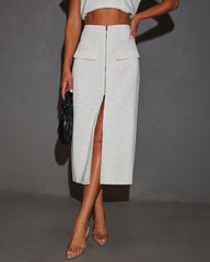 Luxe Lifestyle Front Zip Midi Skirt