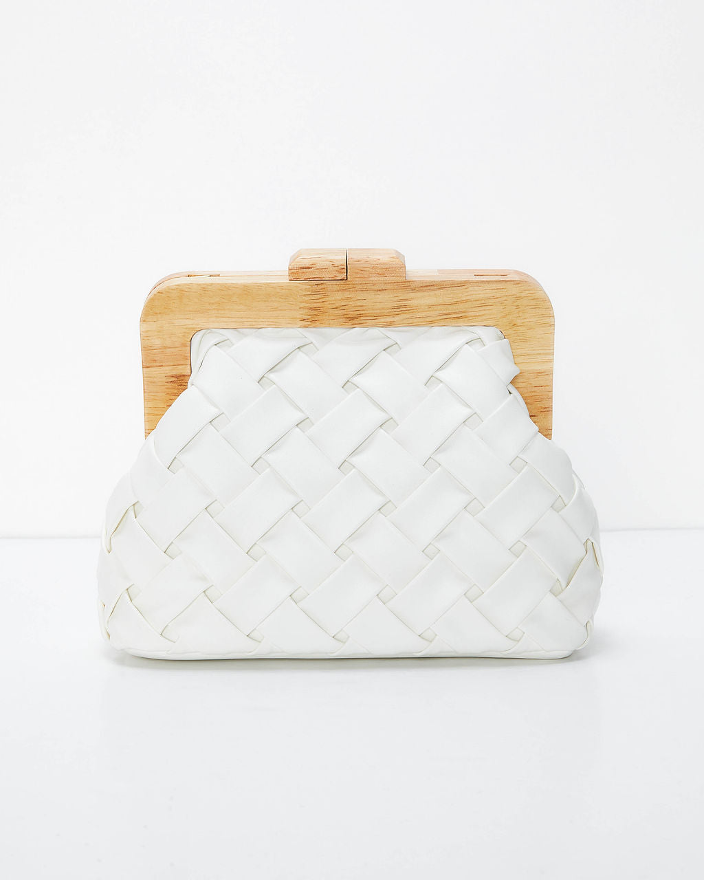 Callie Woven Faux Leather Clutch