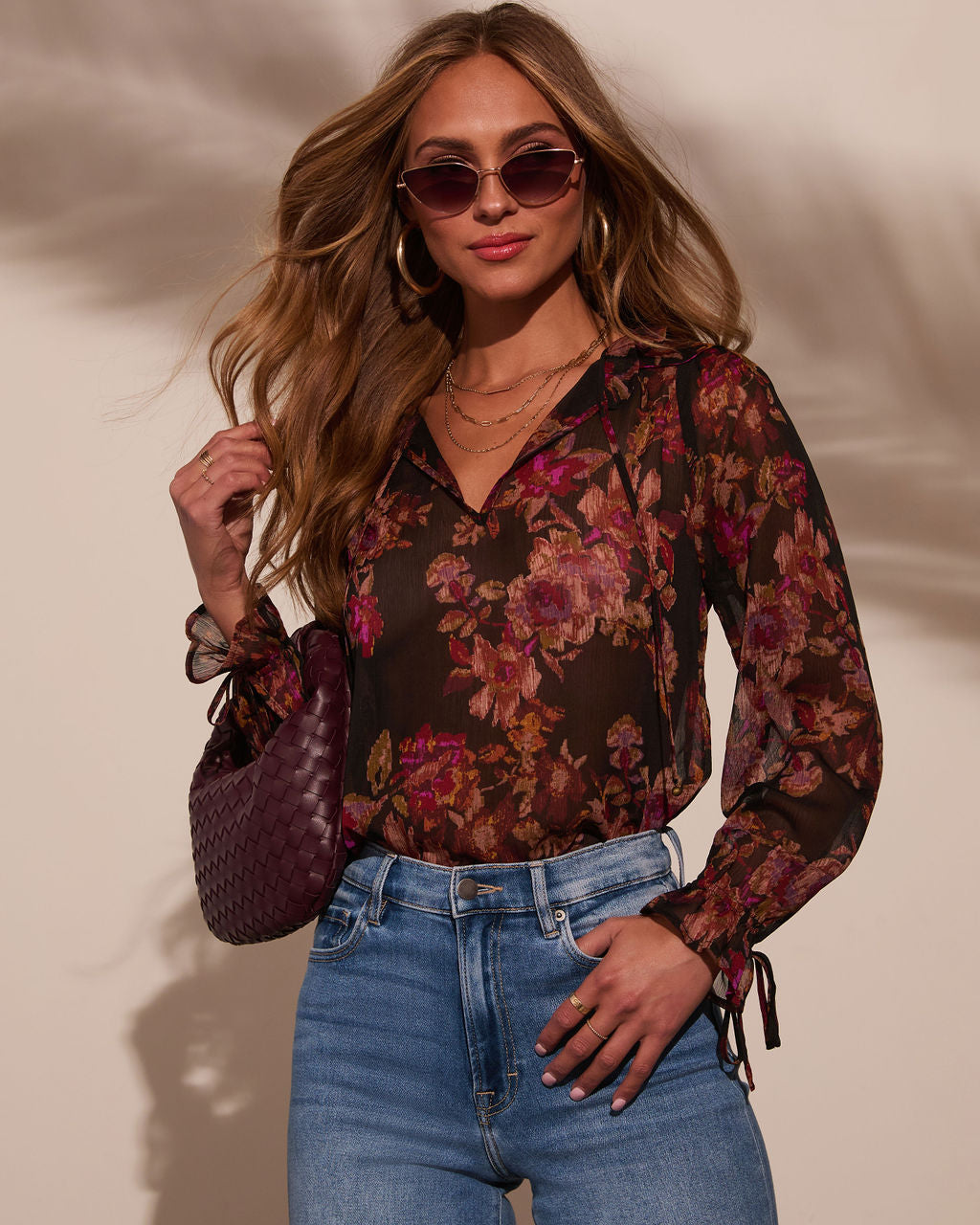 Roslynn Floral Necktie Blouse