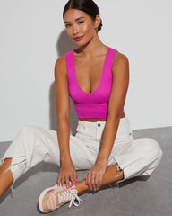 Exhale Ribbed V-Neck Crop Tank