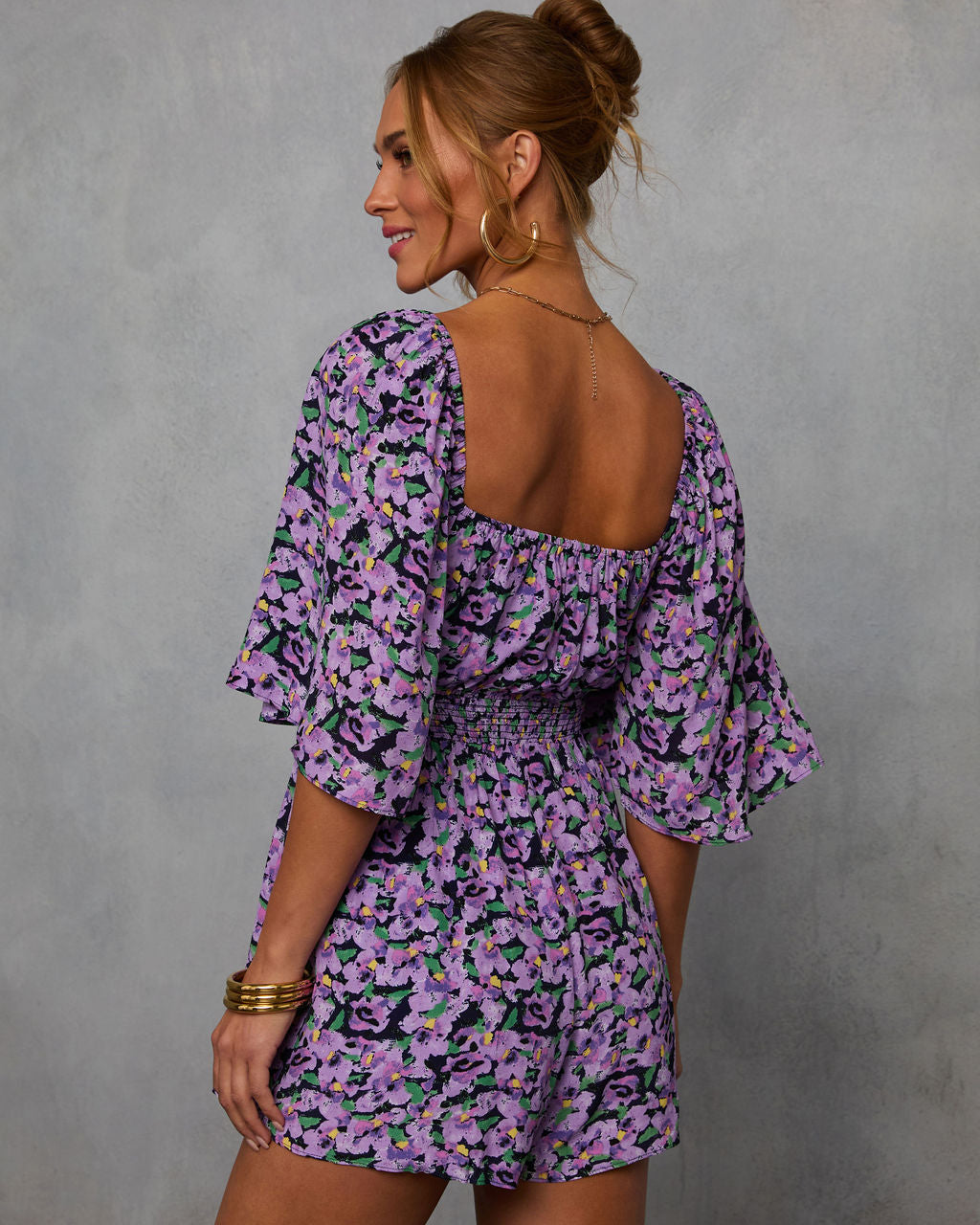 Gentle Garden Front Tie Cutout Romper