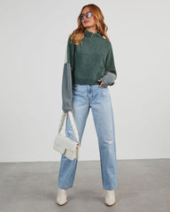 Josephina Colorblock Mock Neck Pullover Sweater