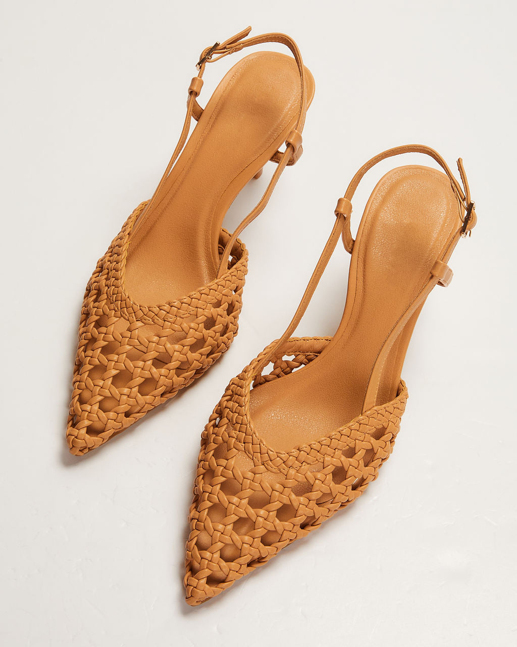 Mira Woven Pointed Toe Slingback Pumps