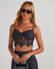Whitmore Pinstripe Lace Corset Top