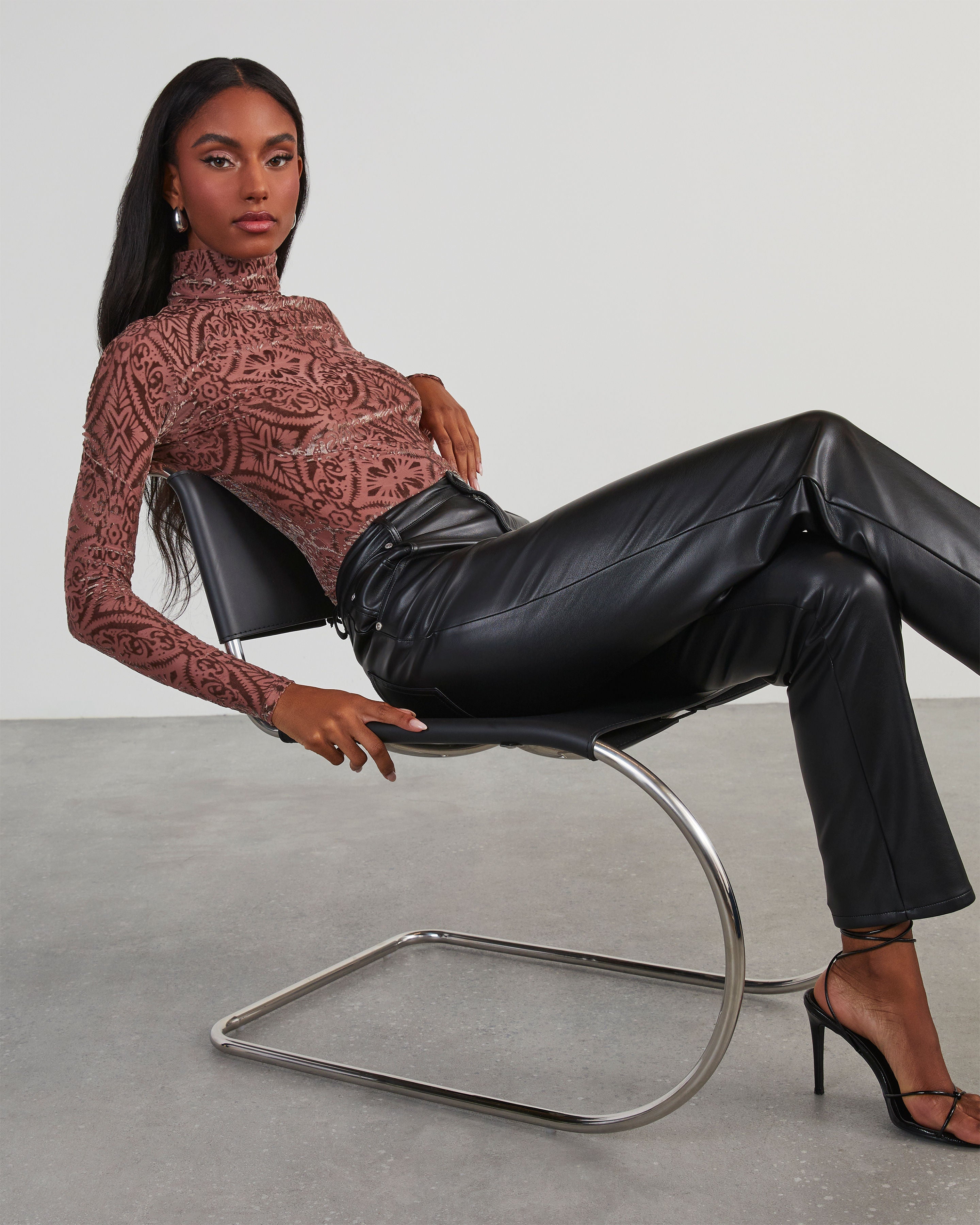 Tessy Velvet Burnout Turtleneck Top