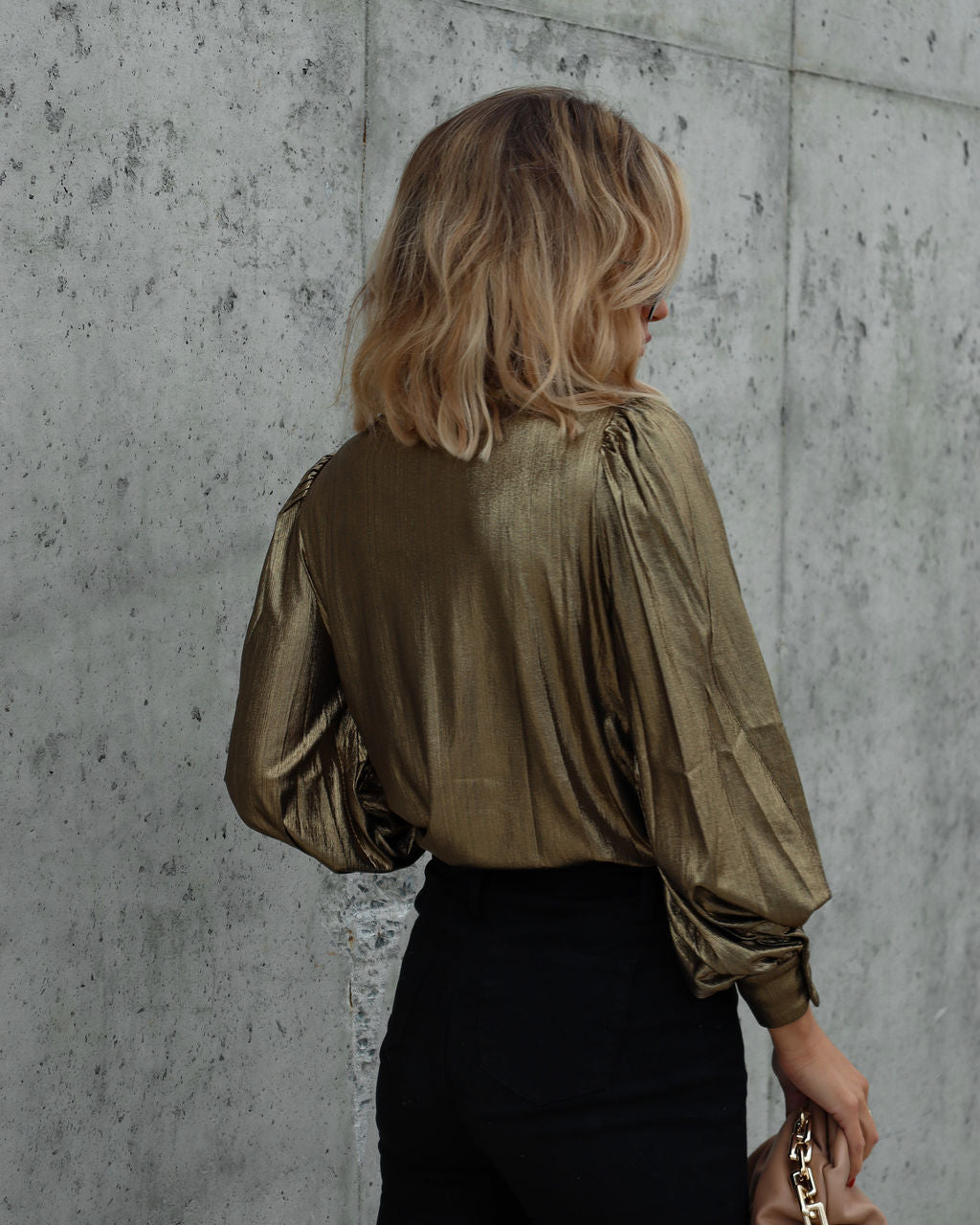 Raquel Metallic Button Down Top