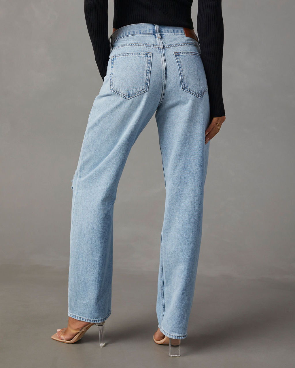 Sadine Distressed High Rise Straight Jeans