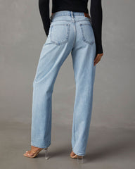 Sadine Distressed High Rise Straight Jeans