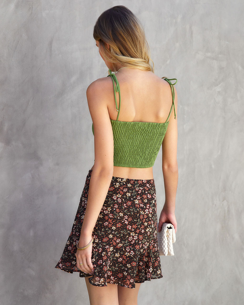 Solange Linen Smocked Crop Top