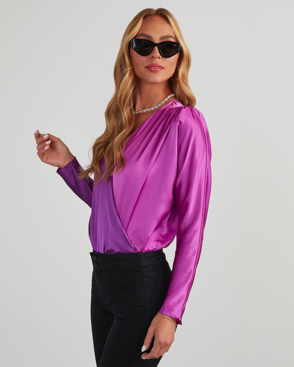Two Sides Satin Drape Bodysuit