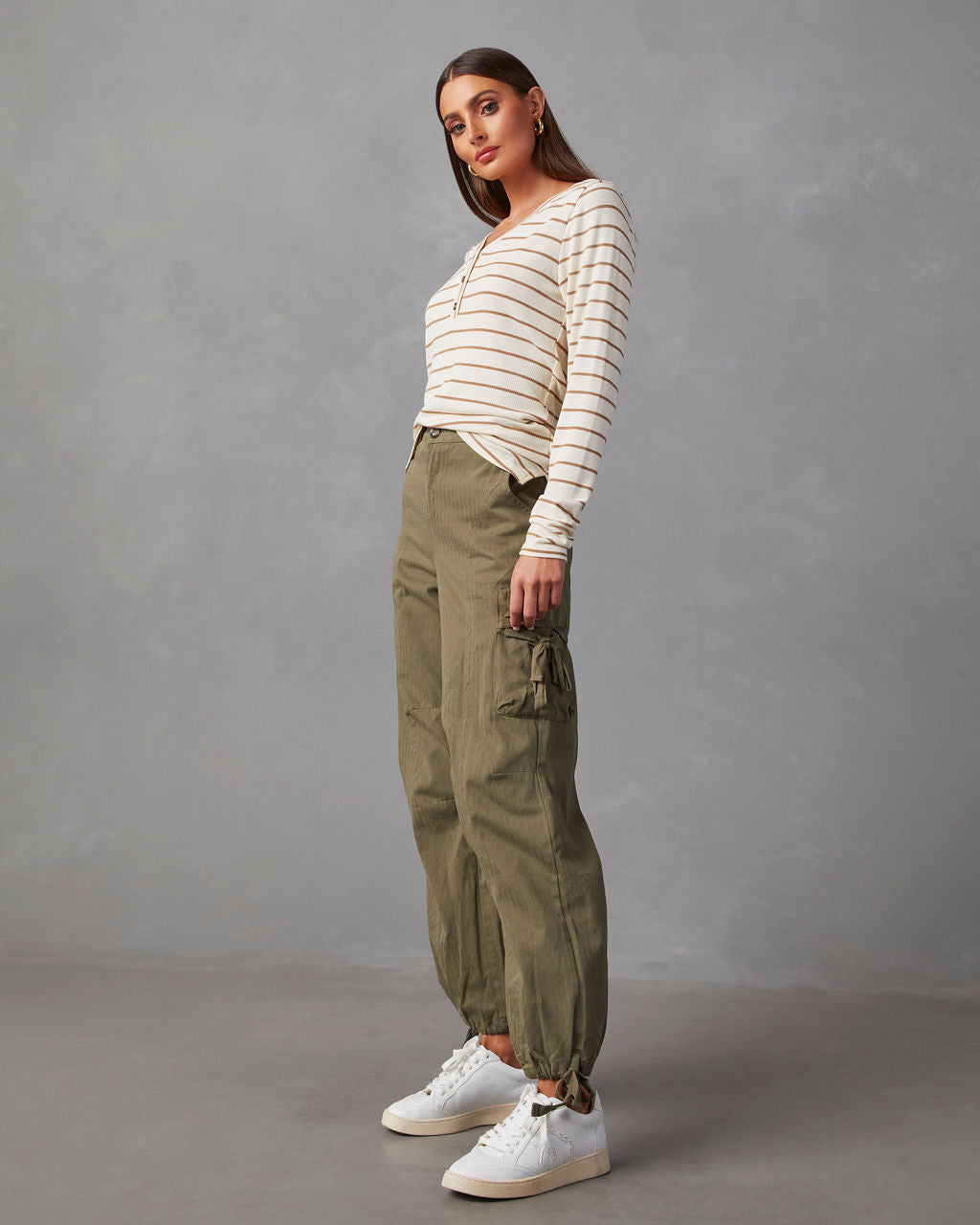 Suzanne Ribbed Knit Henley Top