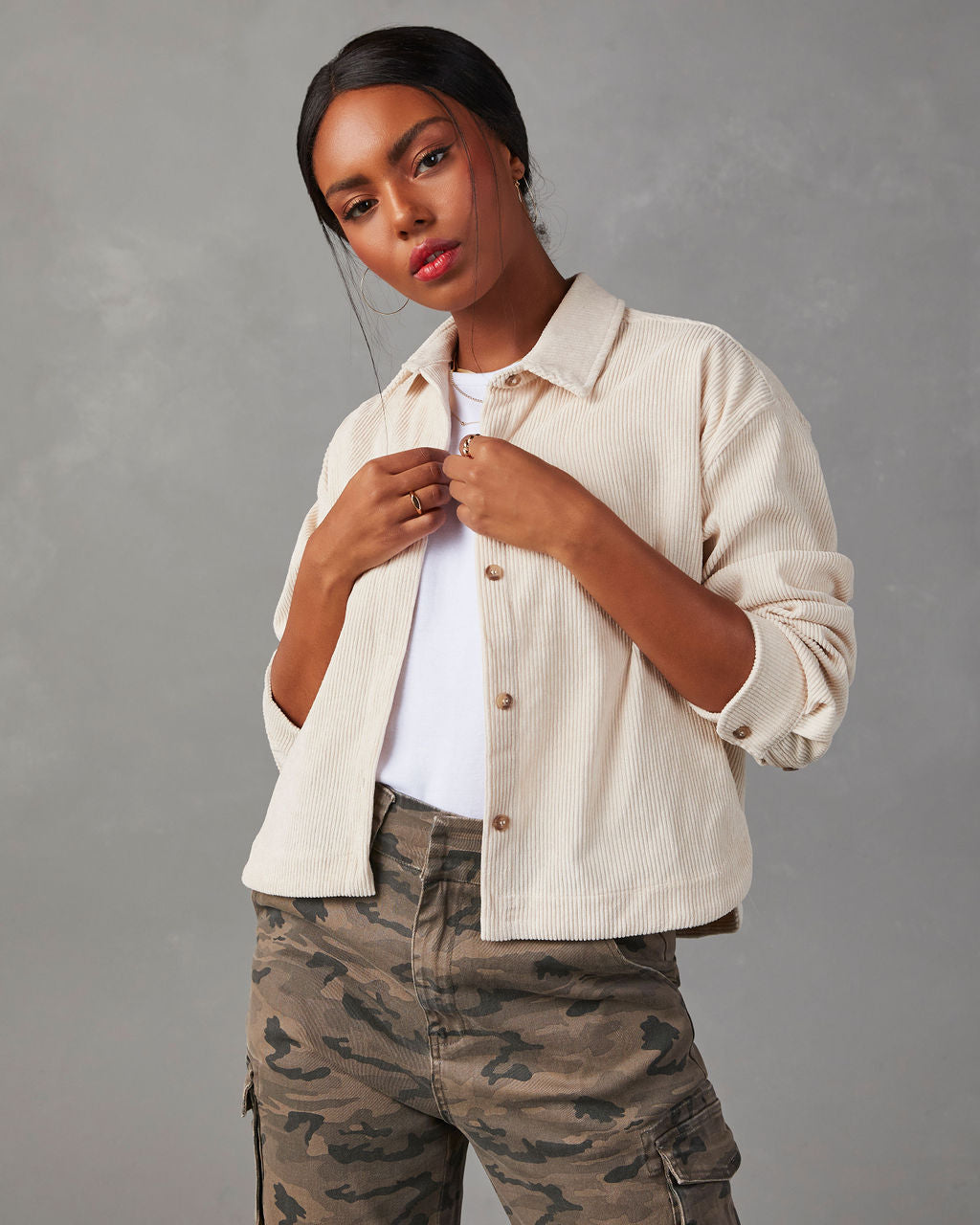 Santoro Corduroy Button Down Top