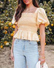 Trysta Cotton Smocked Peplum Top